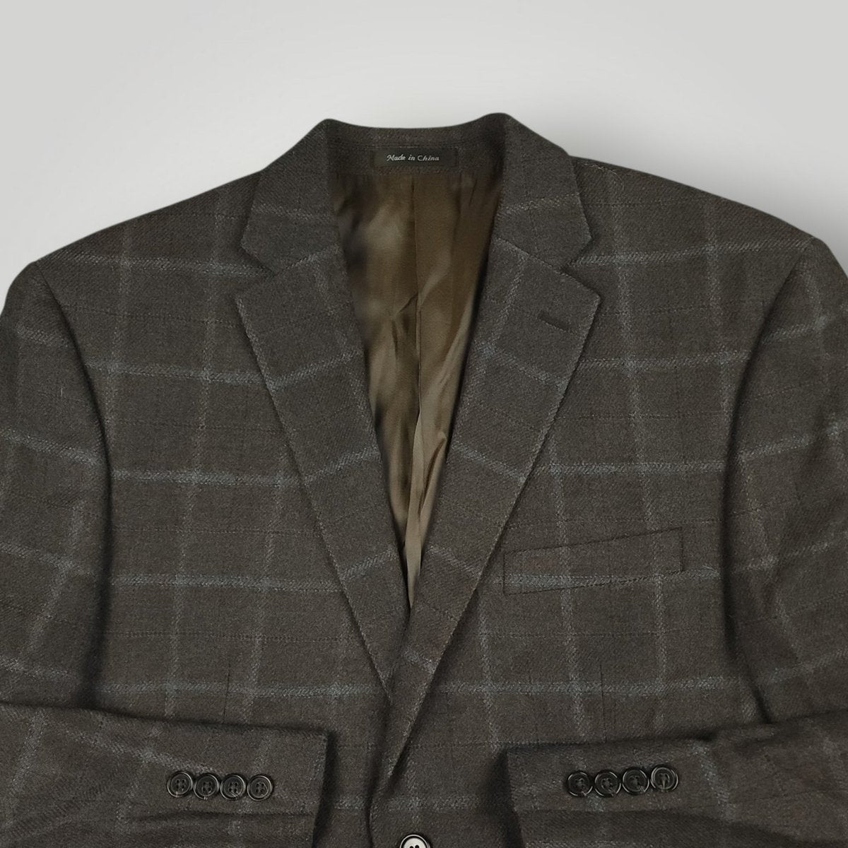 Modern Fit Casual Wool Windowpane Plaid Sport Coat 42S
