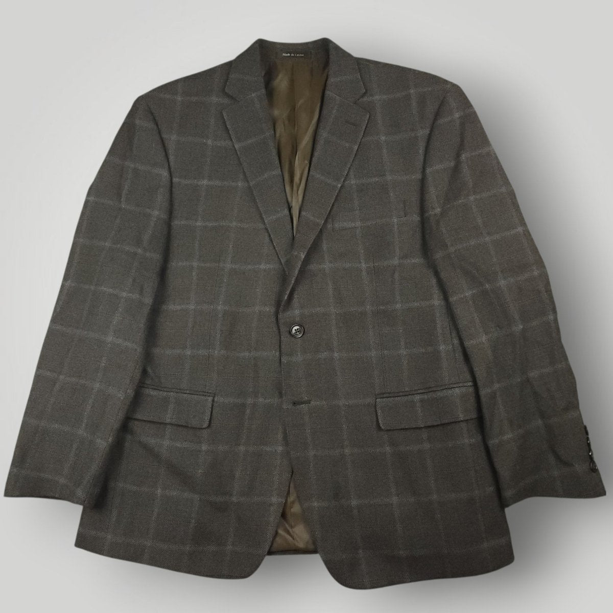 Modern Fit Casual Wool Windowpane Plaid Sport Coat 42S