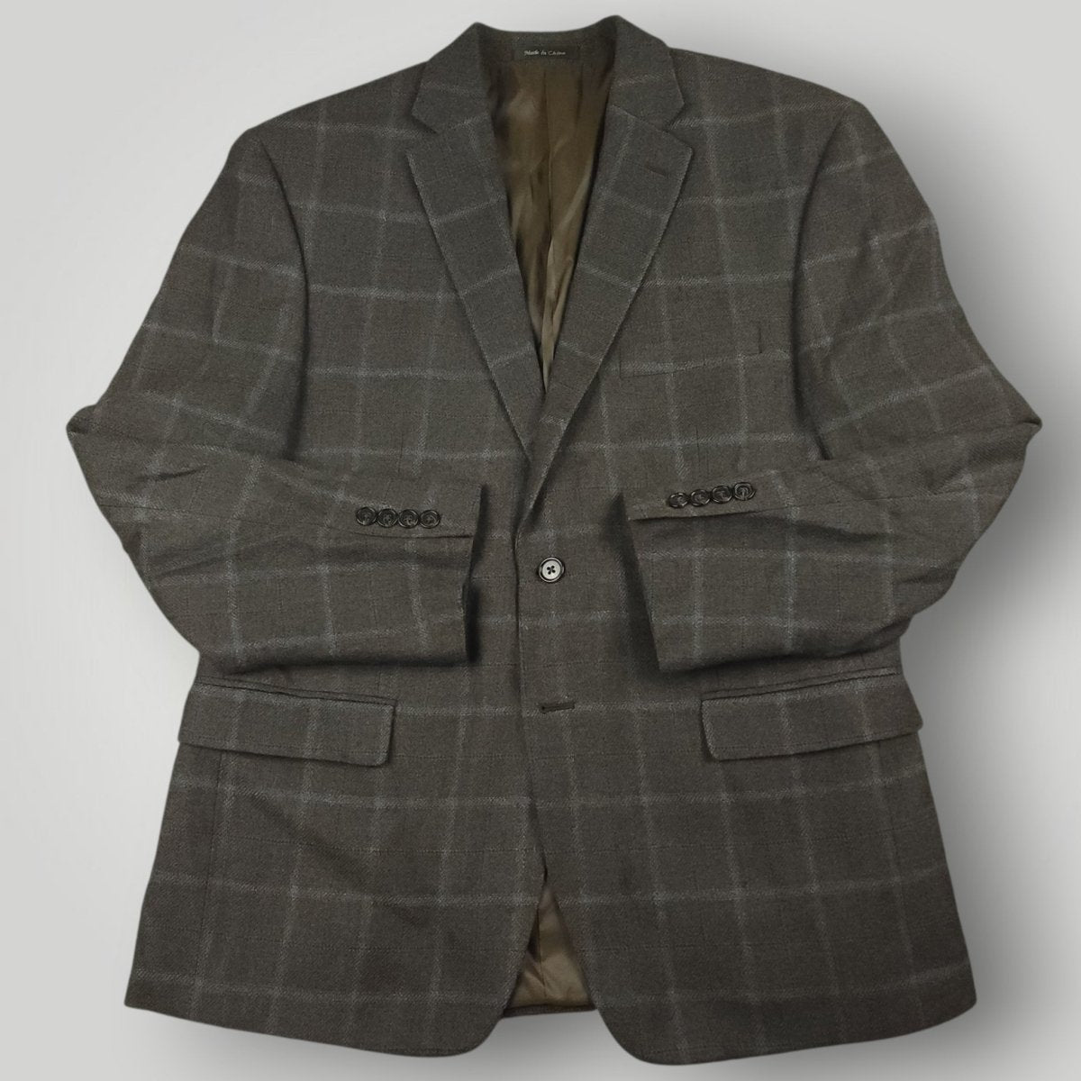 Modern Fit Casual Wool Windowpane Plaid Sport Coat 42S