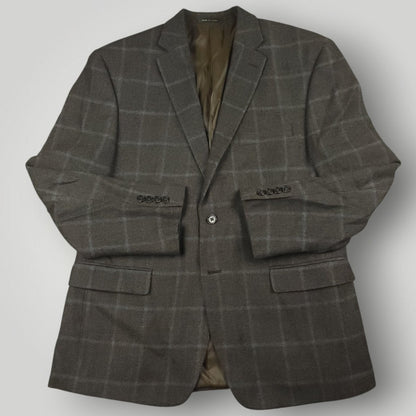 Modern Fit Casual Wool Windowpane Plaid Sport Coat 42S