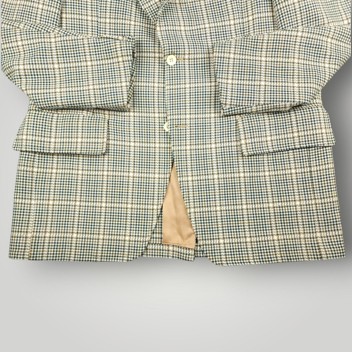 Vintage 60s Prince of Wales Check  Mad Men Sport Coat 44L