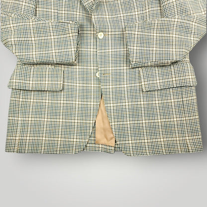 Vintage 60s Prince of Wales Check  Mad Men Sport Coat 44L
