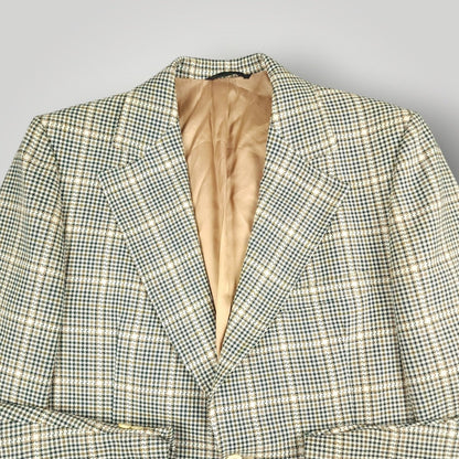 Vintage 60s Prince of Wales Check  Mad Men Sport Coat 44L
