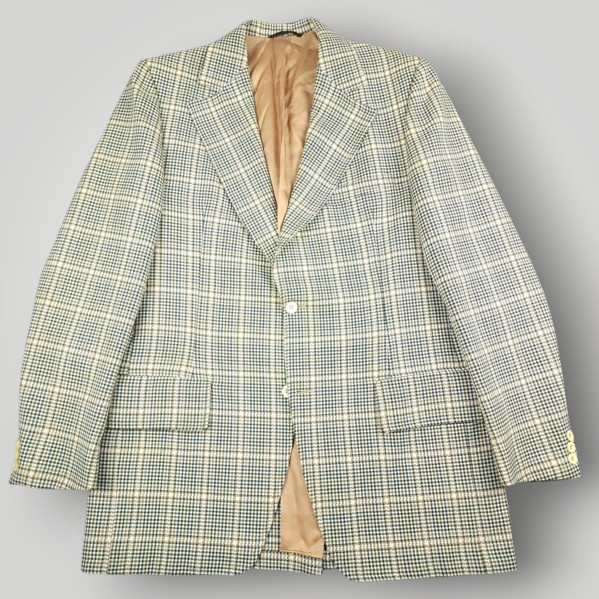 Vintage 60s Prince of Wales Check  Mad Men Sport Coat 44L