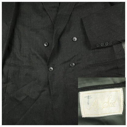 Vintage 80s Classic Fit Wool Double Breasted Chalk Stripe Suit 43L/37