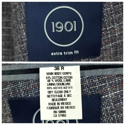 1901 Unstructured Hopsack Patch Pocket Cotton Wool Sport Coat 38R
