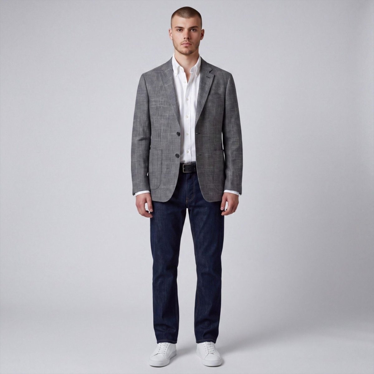 1901 Unstructured Hopsack Patch Pocket Cotton Wool Sport Coat 38R