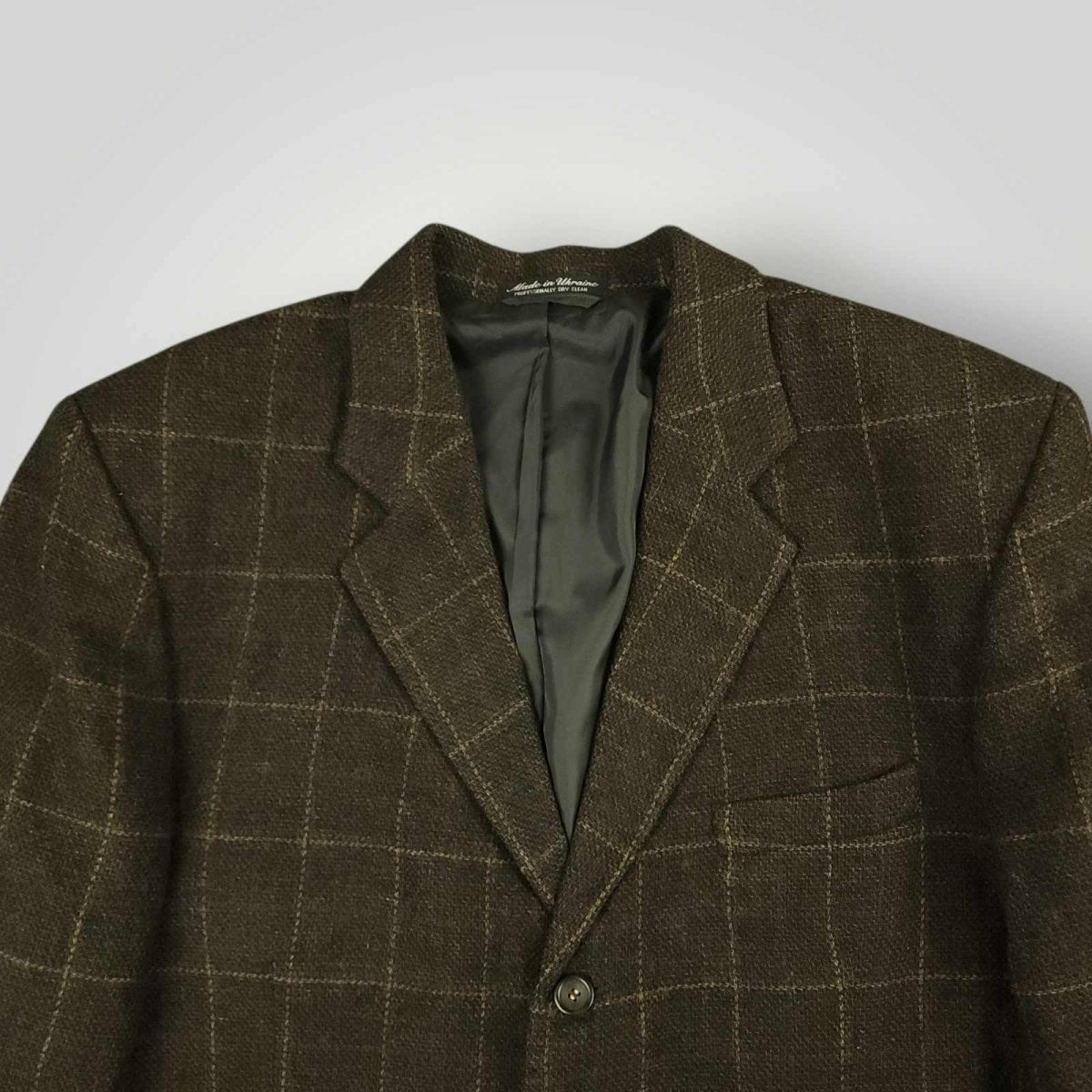 Vintage 90s Oleg Cassini Classic Fit Barleycorn Tweed Wool Overcheck Sports Coat 43S/44S