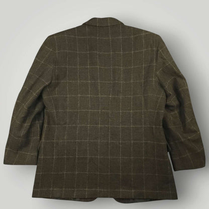 Vintage 90s Oleg Cassini Classic Fit Barleycorn Tweed Wool Overcheck Sports Coat 43S/44S
