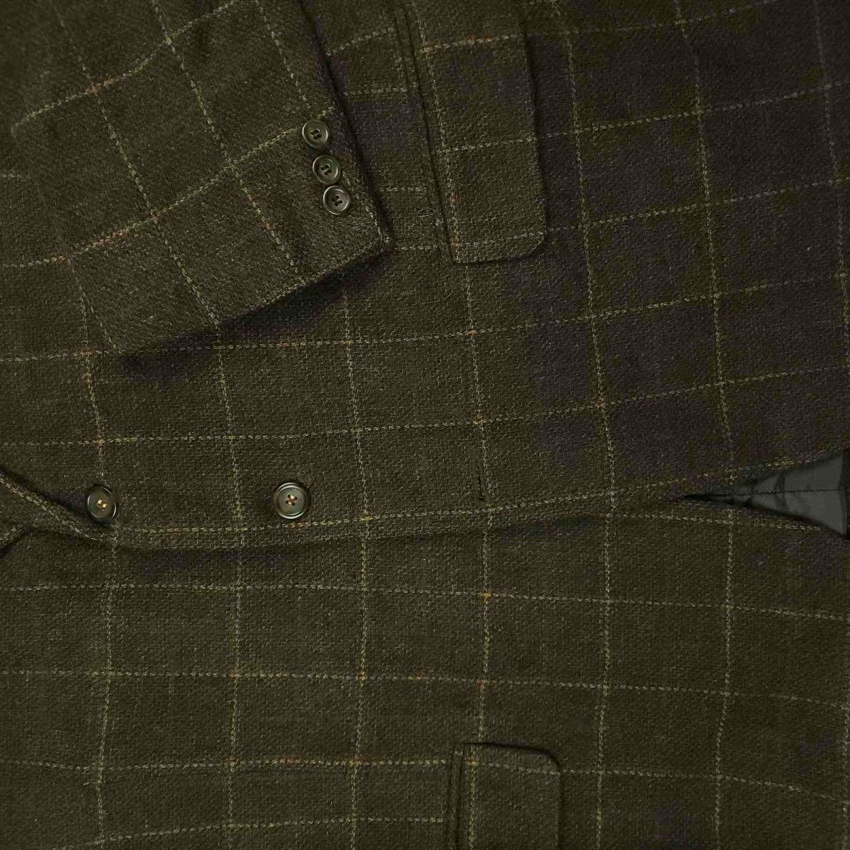 Vintage 90s Oleg Cassini Classic Fit Barleycorn Tweed Wool Overcheck Sports Coat 43S/44S