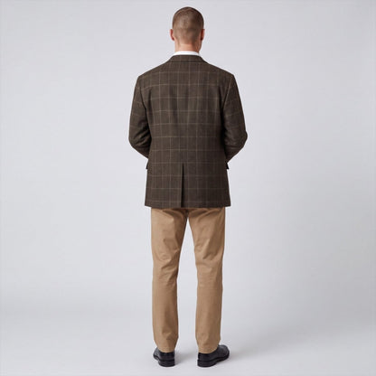 Vintage 90s Oleg Cassini Classic Fit Barleycorn Tweed Wool Overcheck Sports Coat 43S/44S