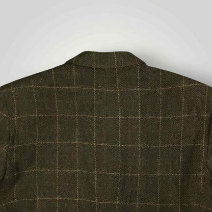 Vintage 90s Oleg Cassini Classic Fit Barleycorn Tweed Wool Overcheck Sports Coat 43S/44S