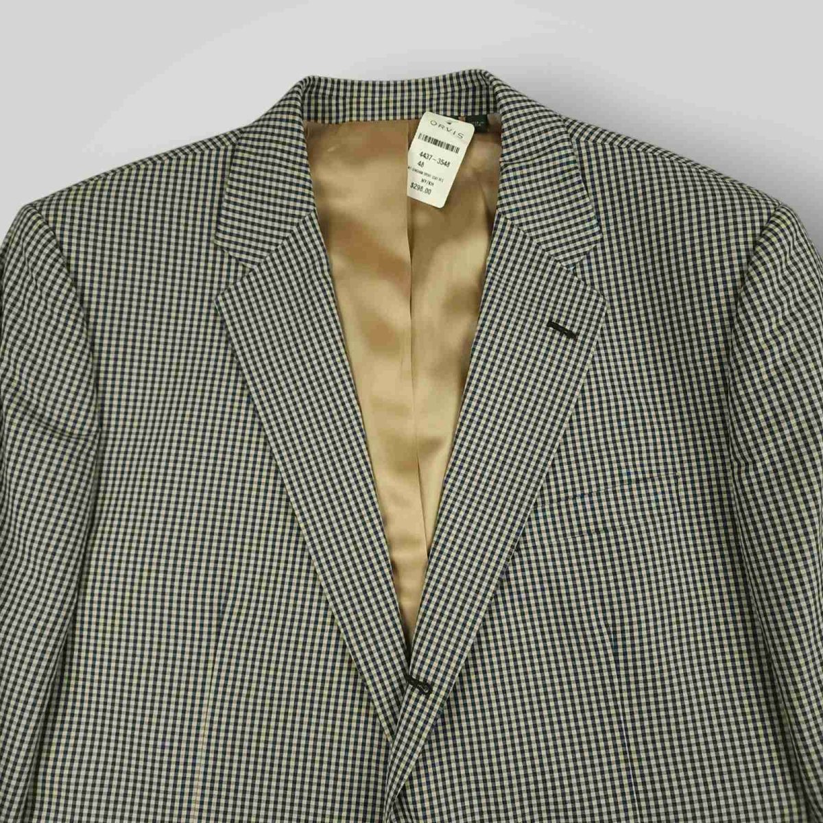 Orvis Cotton Blend Travel 3 Roll 2 Gingham Check Sport Coat 48R