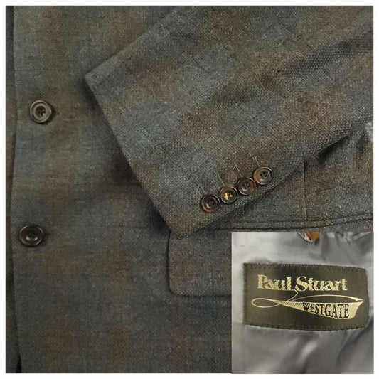 Relaxed Fit Marled Lambswool Basketweave Plaid Sport Coat 42R
