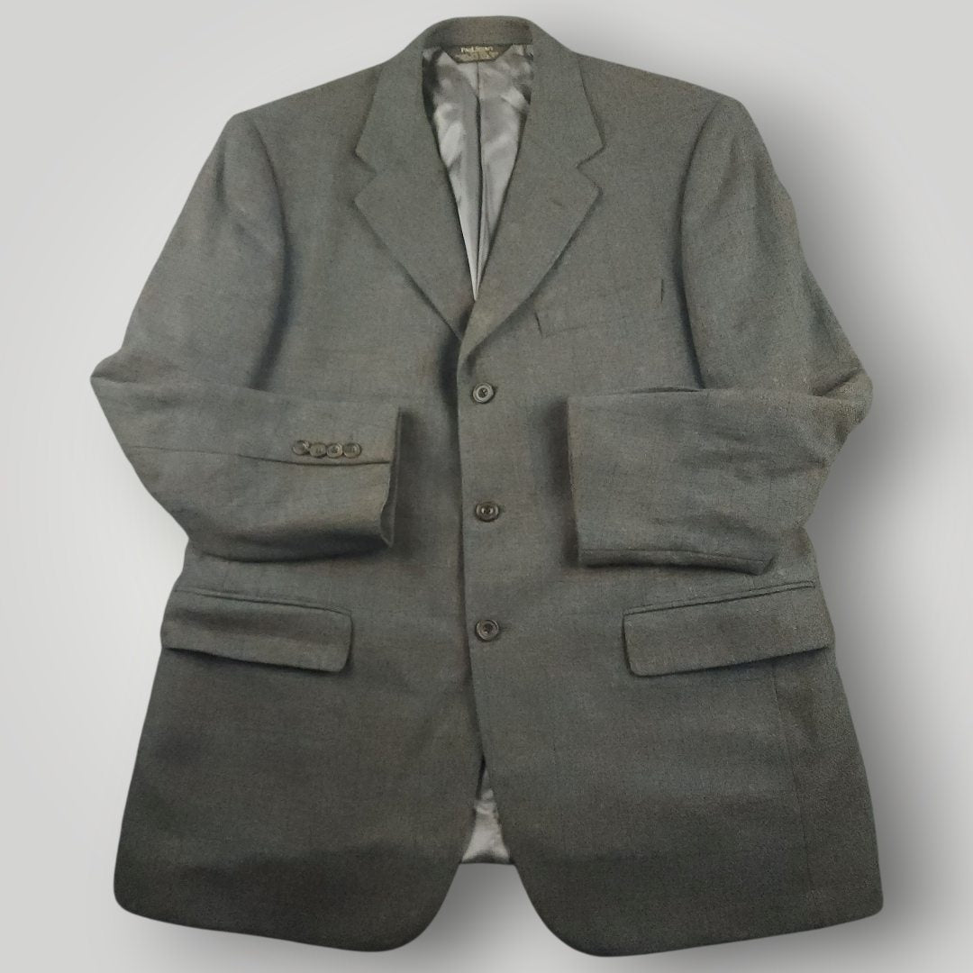 Relaxed Fit Marled Lambswool Basketweave Plaid Sport Coat 42R