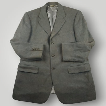 Relaxed Fit Marled Lambswool Basketweave Plaid Sport Coat 42R