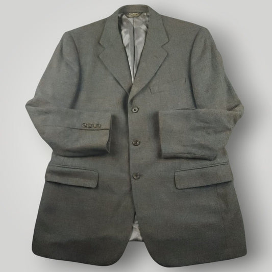 Relaxed Fit Marled Lambswool Basketweave Plaid Sport Coat 42R