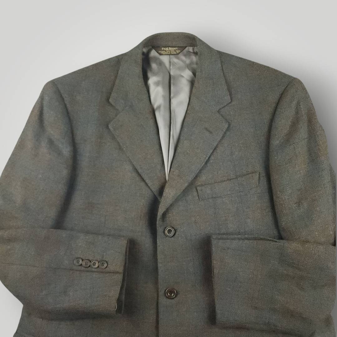 Relaxed Fit Marled Lambswool Basketweave Plaid Sport Coat 42R