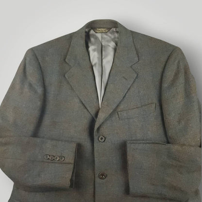 Relaxed Fit Marled Lambswool Basketweave Plaid Sport Coat 42R
