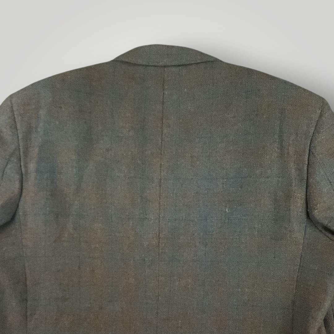 Relaxed Fit Marled Lambswool Basketweave Plaid Sport Coat 42R