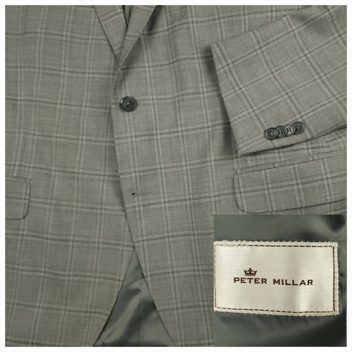Modern Fit Wool Windowpane Plaid Suit 44R/37S