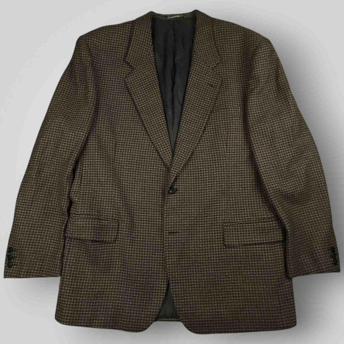 San Remo Houndstooth Italian Wool Wide Lapel Suit Jacket 46L