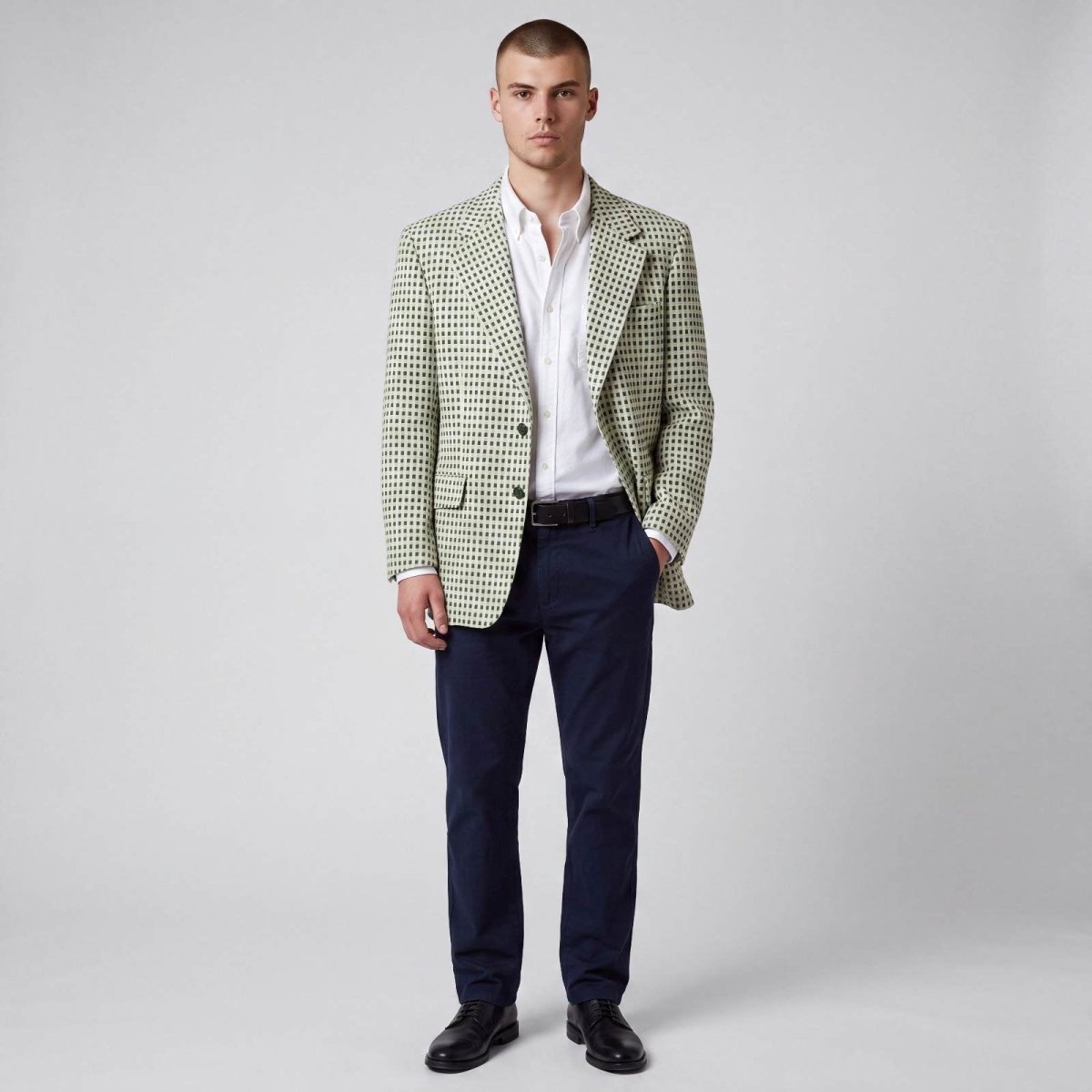 Vintage 70s Retro Style Wide Lapel Travel Knit Check Sport Coat 42R