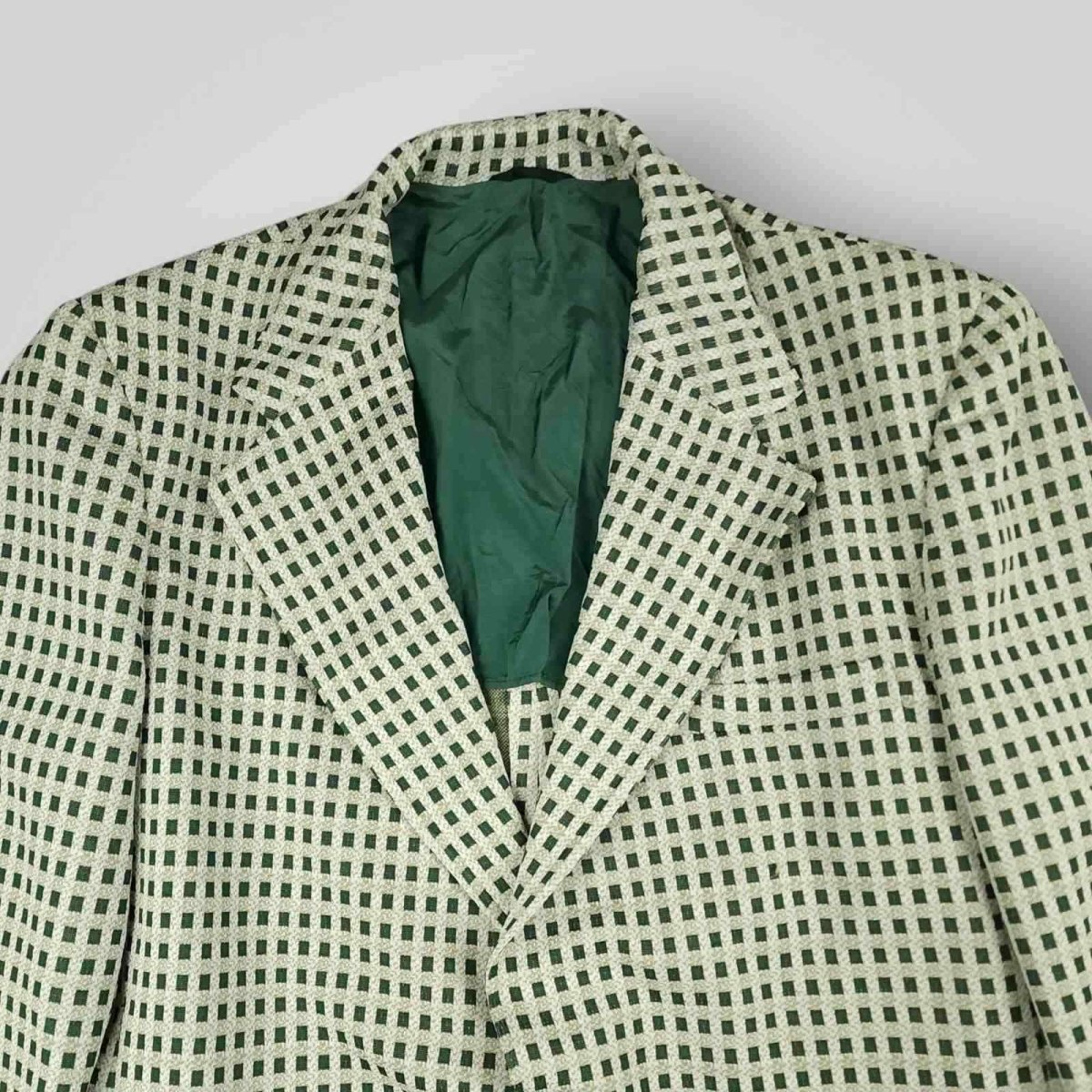 Vintage 70s Retro Style Wide Lapel Travel Knit Check Sport Coat 42R