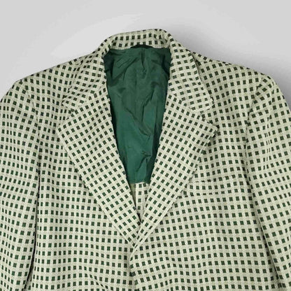 Vintage 70s Retro Style Wide Lapel Travel Knit Check Sport Coat 42R
