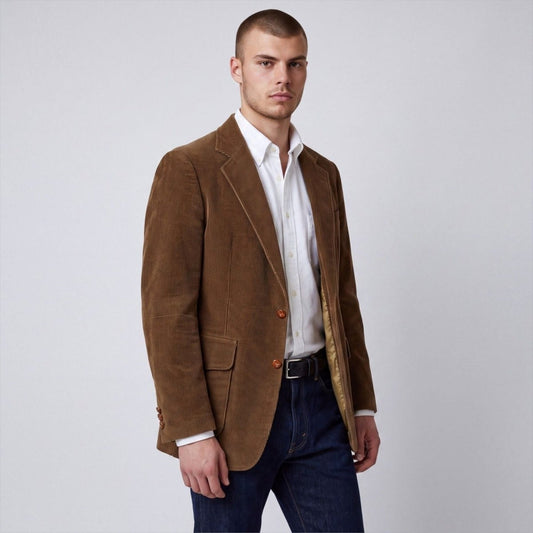 Vintage 70s Wide Wale Corduroy Patch Pocket Sport Coat 38S