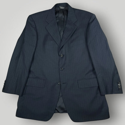Vtg 90s Wool Rope Stripe Sport Coat 42R
