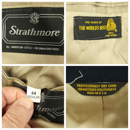 Vintage 80s Strathmore Slim Fit Doeskin Flannel Wool Patch Pocket Sport Coat 44R