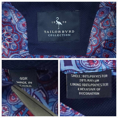 Tailorbyrd Modern Fit Travel Unstructured Patch Pocket Basketweave Sport Coat 40R