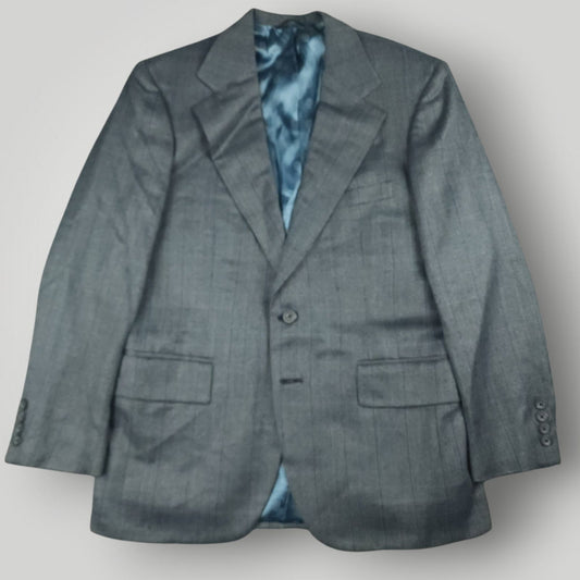 Vintage 90s Slim Fit Holland & Sperry Wool Herringbone Overcheck Metallic Wide Lapel Sport Coat 38S
