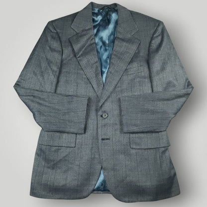 Vintage 90s Slim Fit Holland & Sperry Wool Herringbone Overcheck Metallic Wide Lapel Sport Coat 38S
