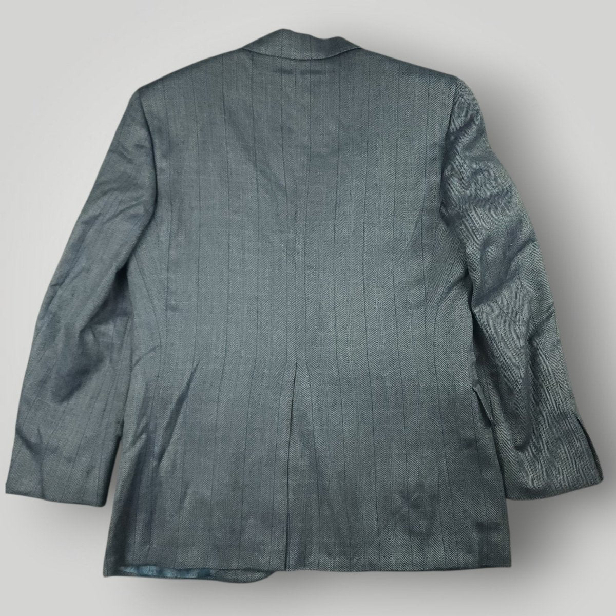 Vintage 90s Slim Fit Holland & Sperry Wool Herringbone Overcheck Metallic Wide Lapel Sport Coat 38S