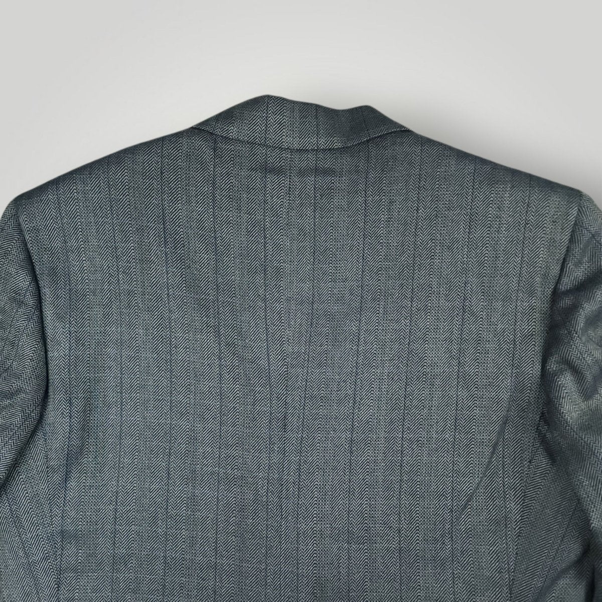 Vintage 90s Slim Fit Holland & Sperry Wool Herringbone Overcheck Metallic Wide Lapel Sport Coat 38S