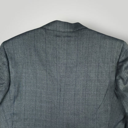 Vintage 90s Slim Fit Holland & Sperry Wool Herringbone Overcheck Metallic Wide Lapel Sport Coat 38S
