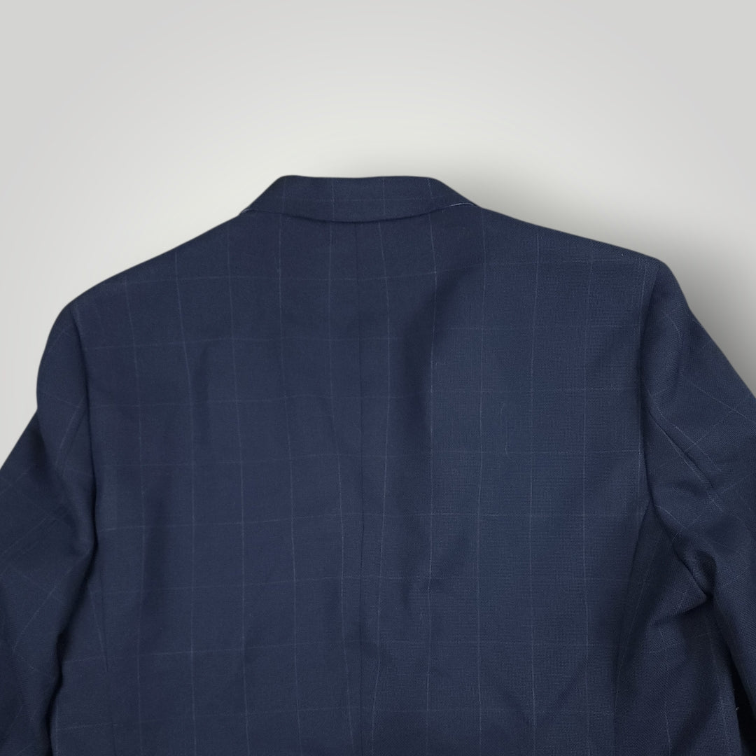 Hopsack Unstructured Slim Fit Wool Blend Plaid Sport Coat 44R