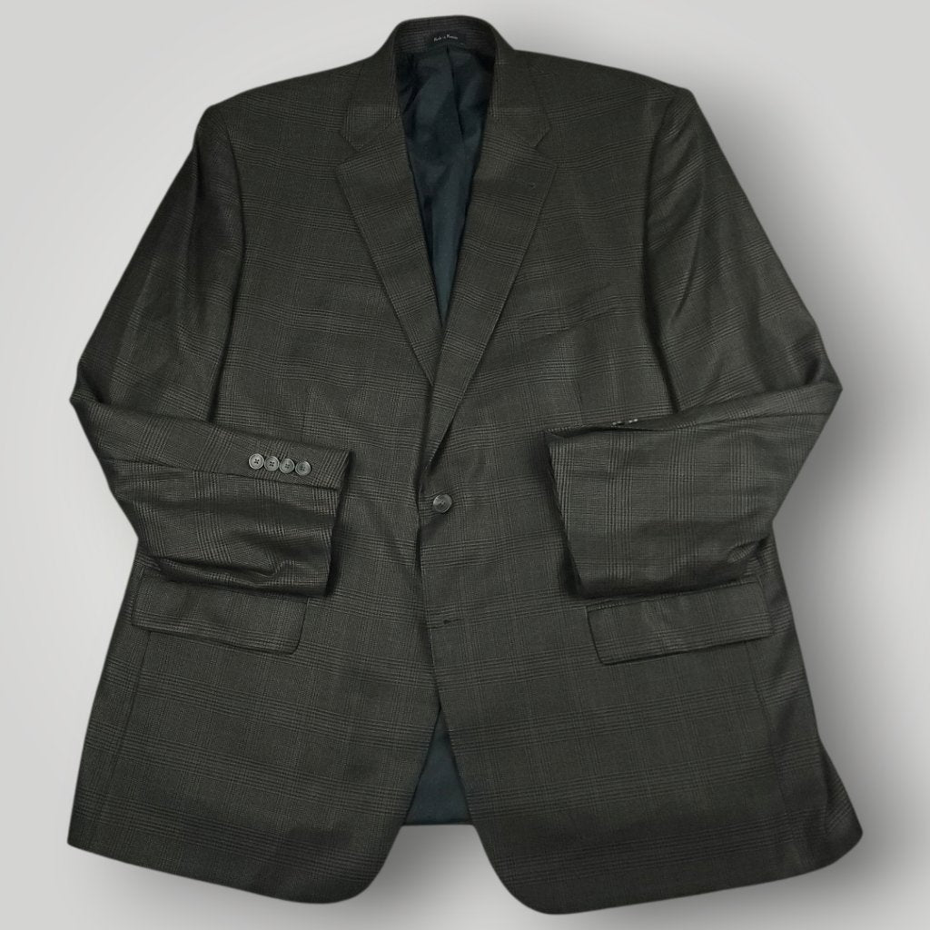 Front view of Turnbury wool silk glen plaid sport coat in men's size 48R.