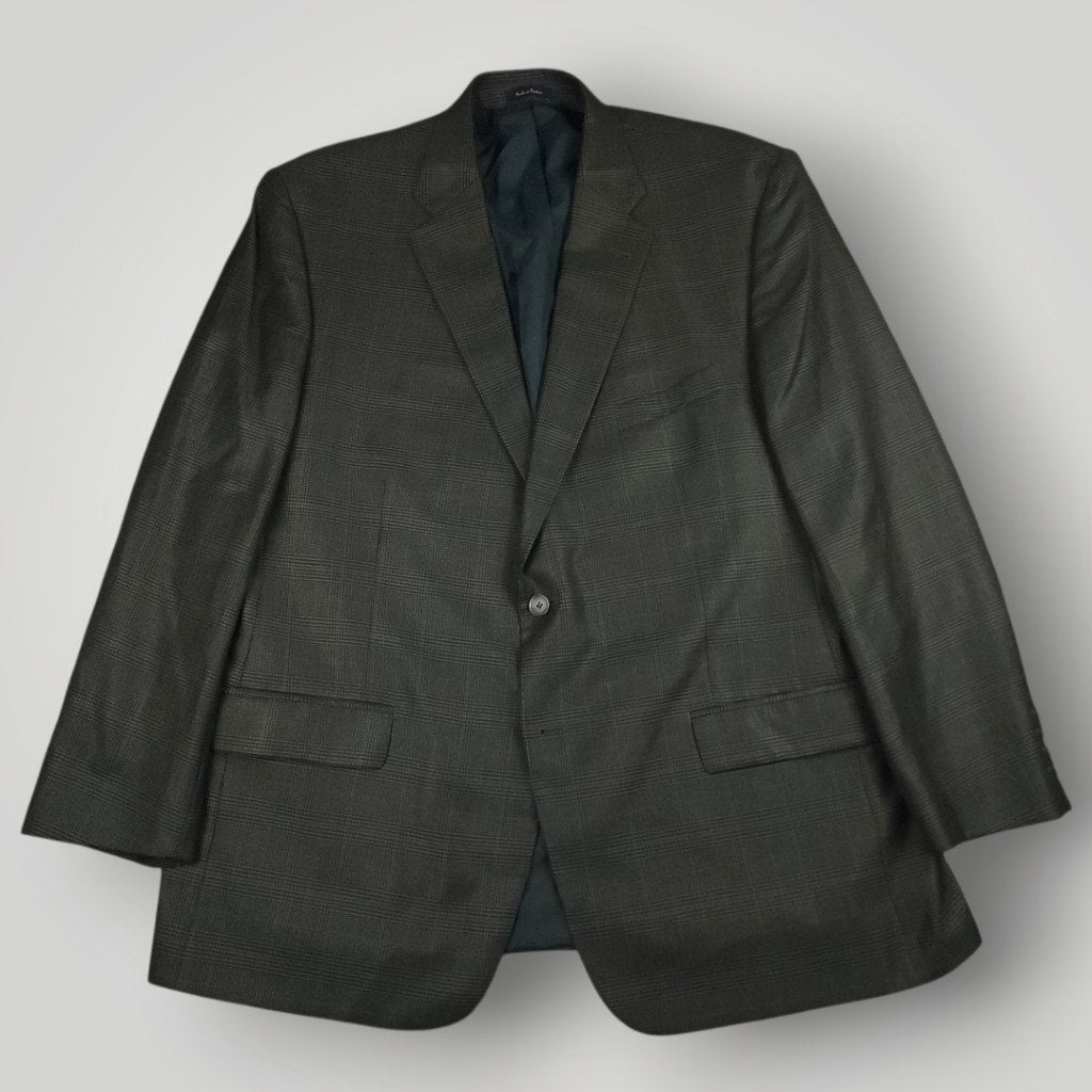 Alternate front view of Turnbury charcoal gray glen plaid sport coat featuring modern fit tailoring.