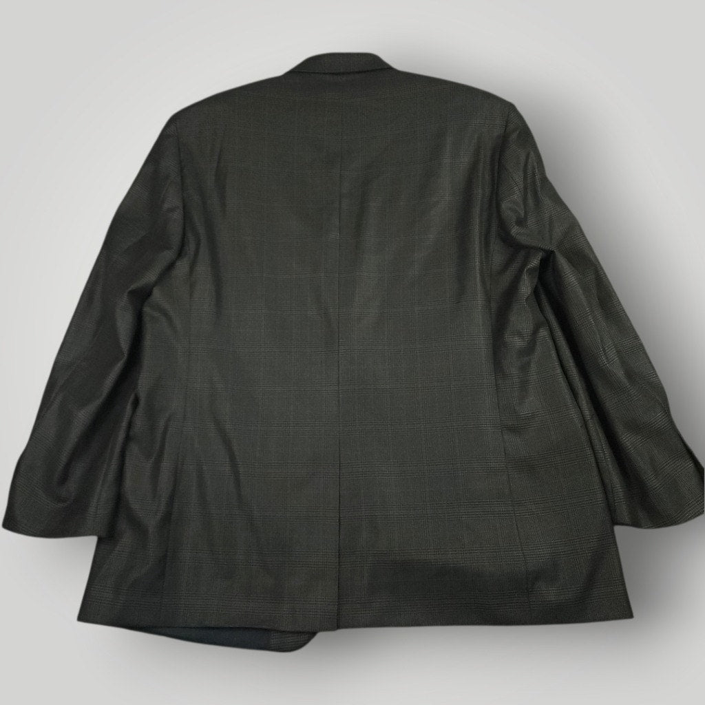 Rear view of Turnbury wool silk sport coat showing glen plaid pattern and tailored silhouette.