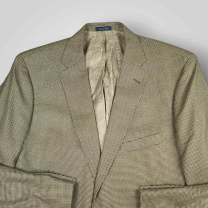 Angled front view of Turnbury gray wool silk houndstooth sport coat