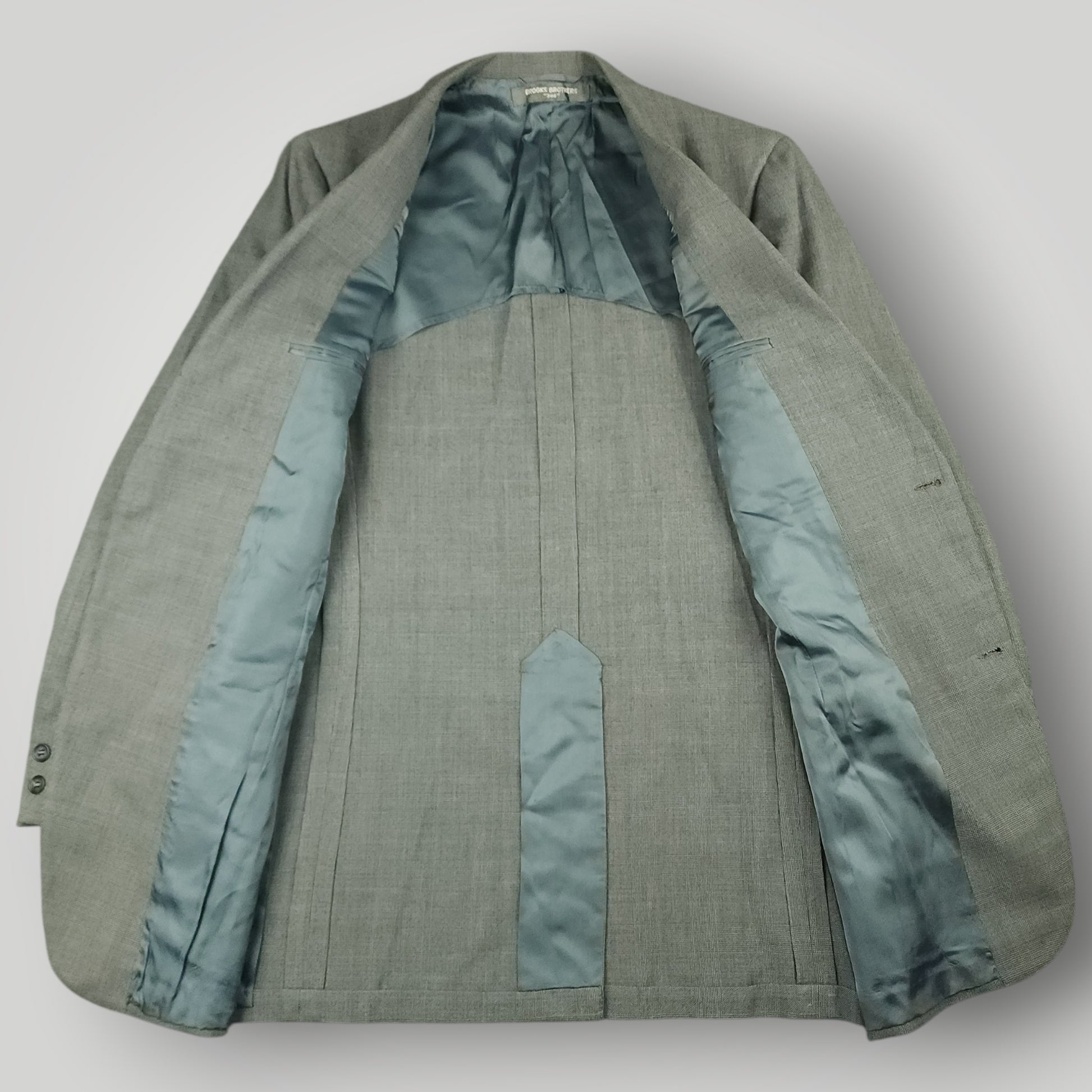 Interior view of Brooks Brothers 346 jacket with blue lining and construction details
