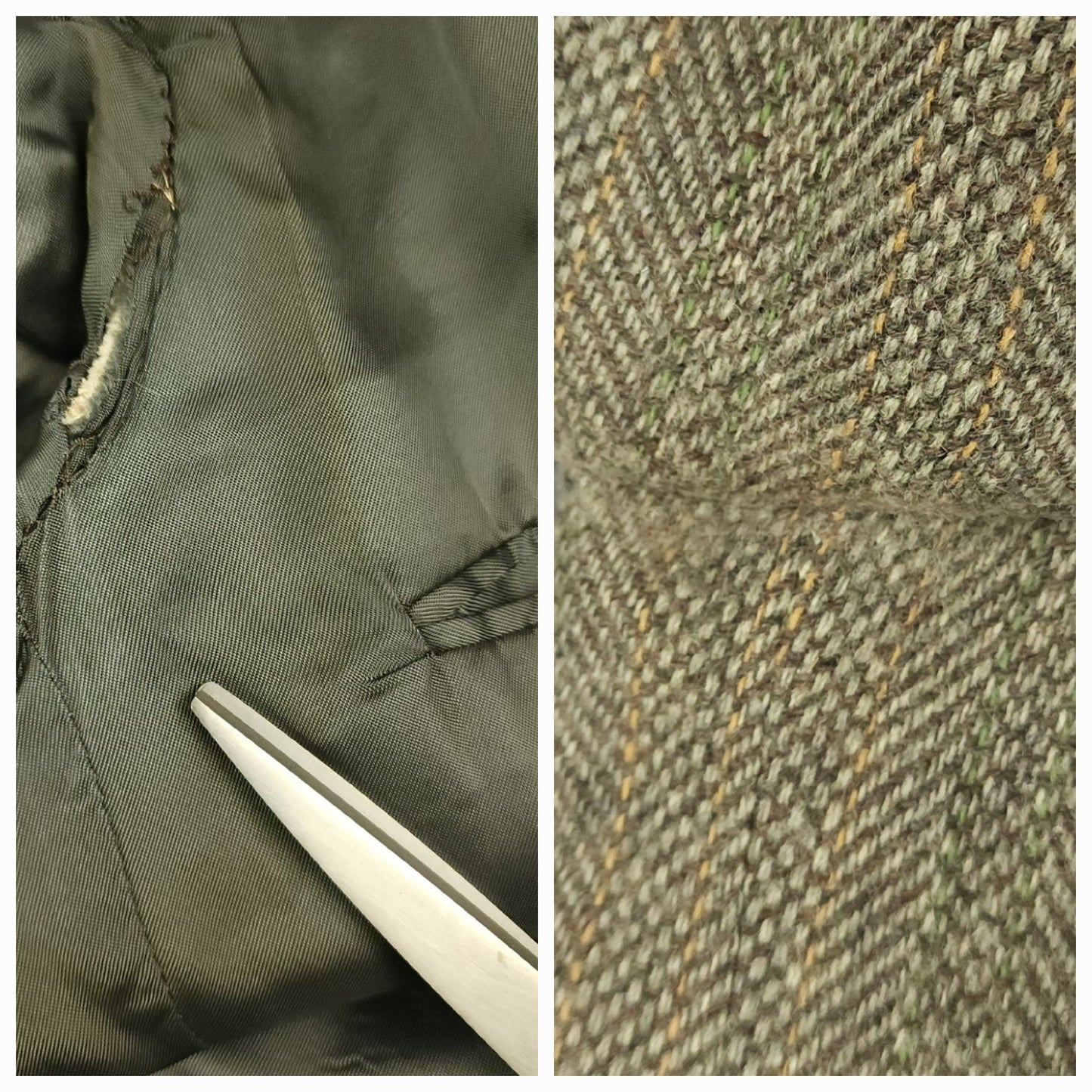 Vintage 60s Speckled Tropical Wool Tweed Herringbone Jacket 40R