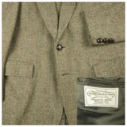 Vintage 60s Speckled Tropical Wool Tweed Herringbone Jacket 40R