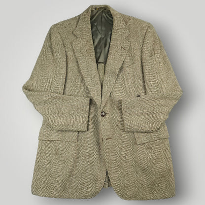 Vintage 60s Speckled Tropical Wool Tweed Herringbone Jacket 40R