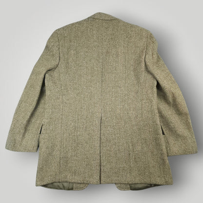 Vintage 60s Speckled Tropical Wool Tweed Herringbone Jacket 40R