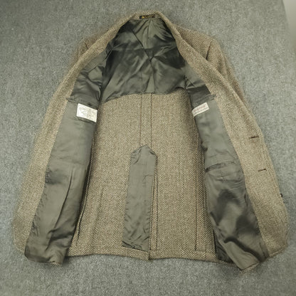 Vintage 60s Speckled Tropical Wool Tweed Herringbone Jacket 40R