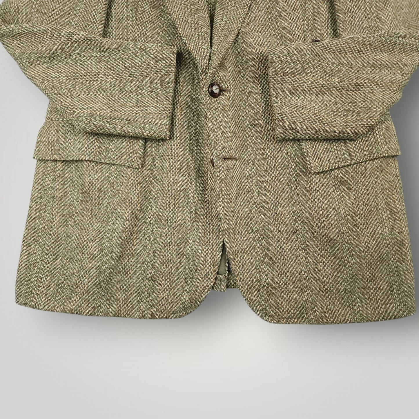 Vintage 60s Speckled Tropical Wool Tweed Herringbone Jacket 40R